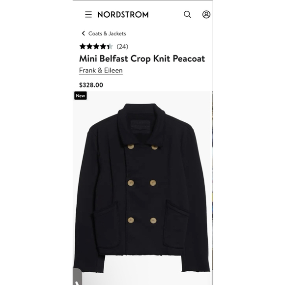 Frank & Eileen Jackets & Blazers - New Frank & Eileen Black Mini Belfast Triple Fleece Crop Knit Peacoat s